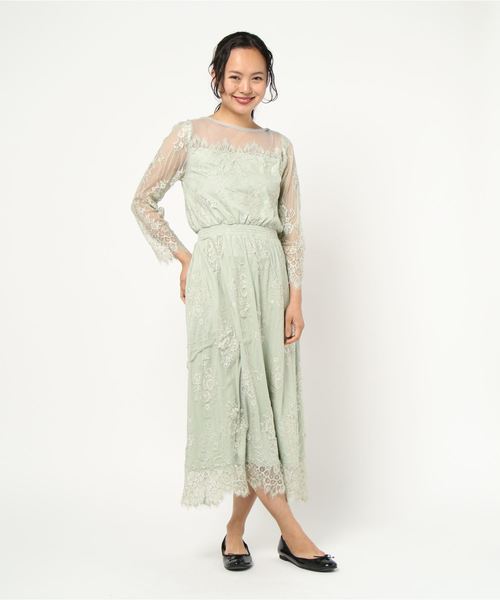 miniyu(ミニュウ)の「総レースチュールワンピース(ワンピース・レディース・ピンク/ブラック/ベージュ/ミント・FREE)」の9枚目の写真