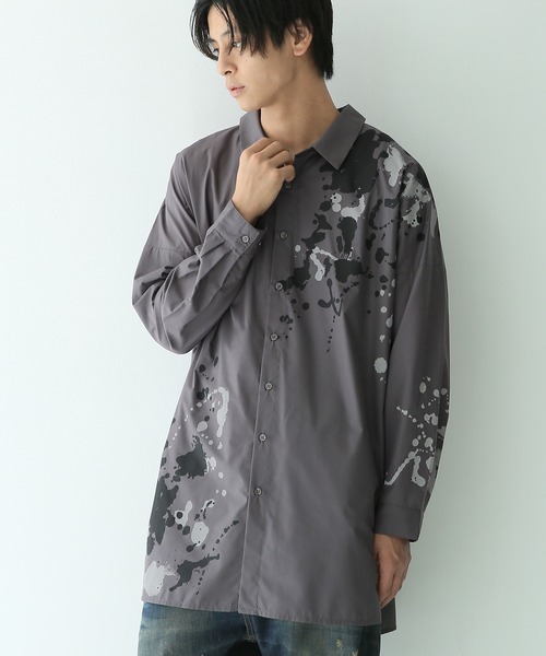 kOhAKU(コハク)の「『スプラッシュペイントシャツ』(シャツ/ブラウス・レディース・オフホワイト/チャコール・1/2)」の5枚目の写真