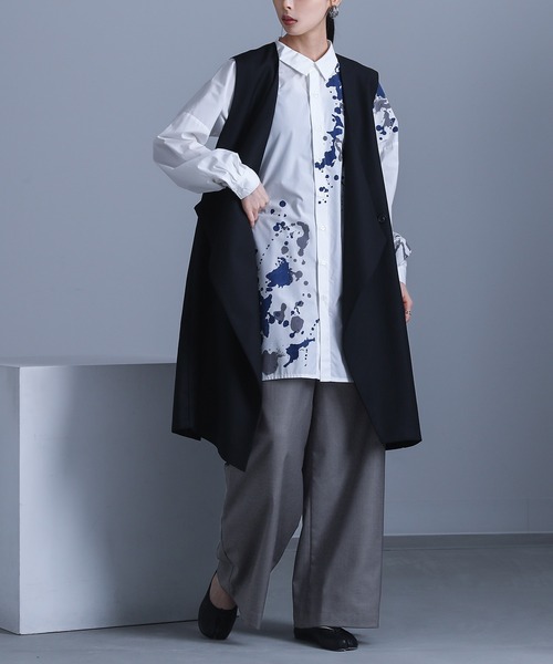 kOhAKU(コハク)の「『スプラッシュペイントシャツ』(シャツ/ブラウス・レディース・オフホワイト/チャコール・1/2)」の13枚目の写真