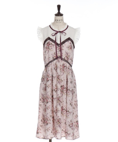 axes femme（アクシーズファム）の「ばら柄ノースリワンピース