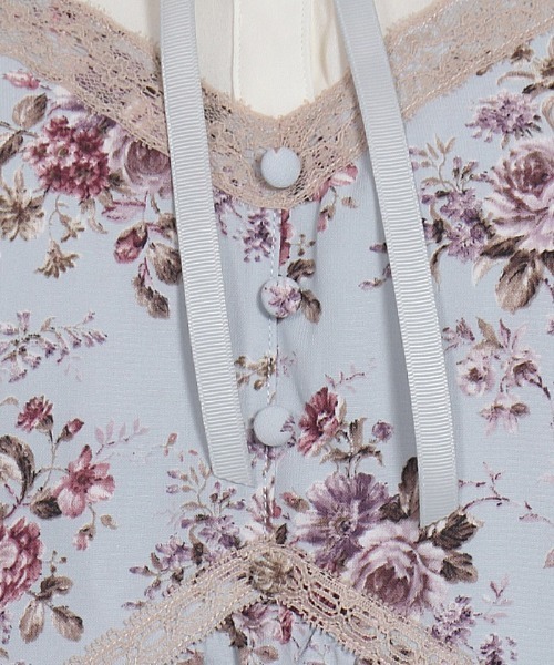 お嫁ワンピ　復活ぼかし薔薇柄　ピンク　サックス　2点セット axes femme（アクシーズファム）の「ばら柄ノースリワンピース
