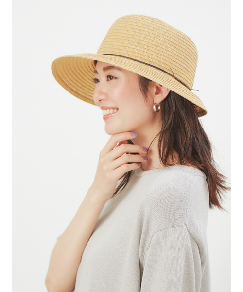 collex（コレックス）の「【紫外線対策】ペーパーつば広ハット（ハット・レディース・ベージュ/ブラウン・フリー）」の3枚目の写真
