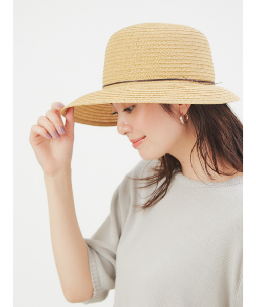collex（コレックス）の「【紫外線対策】ペーパーつば広ハット（ハット・レディース・ベージュ/ブラウン・フリー）」の4枚目の写真