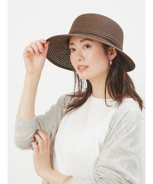 collex（コレックス）の「【紫外線対策】ペーパーつば広ハット（ハット・レディース・ベージュ/ブラウン・フリー）」の6枚目の写真