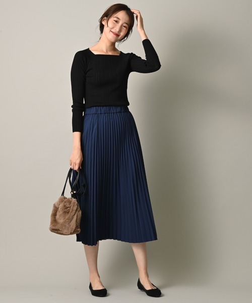 INTERPLANET(インタープラネット)の「リバーシブル配色タフタスカート(スカート・レディース・サックスブルー/ネイビー/カーキ・FREE)」の9枚目の写真