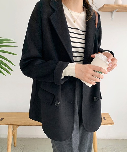 SMILE ORCHID(スマイルオーキッド)の「ウール100%ダブルフェイスチェスターコート(チェスターコート・レディース・ブラック/ベージュ・M/L)」の7枚目の写真