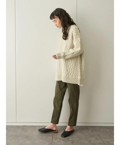 AMERICAN HOLIC（アメリカンホリック）の「チルデン斜めケーブルVネックニットチュニック  ＊〇（ニット/セーター・レディース・ベージュ/グレー/アイボリー/マルチ/ブラック・FREE）」の18枚目の写真