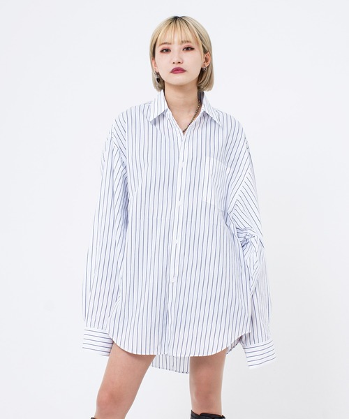 OY（オーワイ）の「『OY/オーワイ』OVERSIZE STRIPE SHIRT/オーバーサイズ ストライプ シャツ ボタンダウン（シャツ/ブラウス・メンズ・ホワイト/ブルー/ブラック・FREE）」の16枚目の写真
