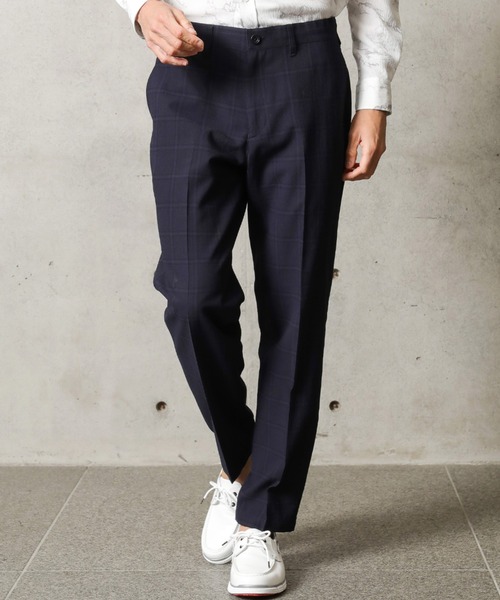 MEN'S BIGI（メンズビギ）の「【尾州産生地】ON/OFF兼用ウールチェックパンツ（スラックス・メンズ・ネイビー/グレー・01/03/02/04）」の2枚目の写真