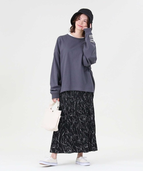 HONEYSUCKLE ROSE（ハニーサックルローズ）の「【HONEYSUCKLE ROSE】線画プリーツスカート（スカート・レディース・ライトベージュ/ブラック・M/L）」の5枚目の写真