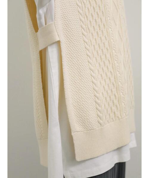 AMERICAN HOLIC（アメリカンホリック）の「ケーブルサイドスリットニットベスト　＊（ベスト・レディース・オフホワイト/モカ・FREE）」の14枚目の写真