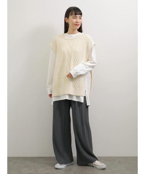 AMERICAN HOLIC（アメリカンホリック）の「ケーブルサイドスリットニットベスト　＊（ベスト・レディース・オフホワイト/モカ・FREE）」の13枚目の写真