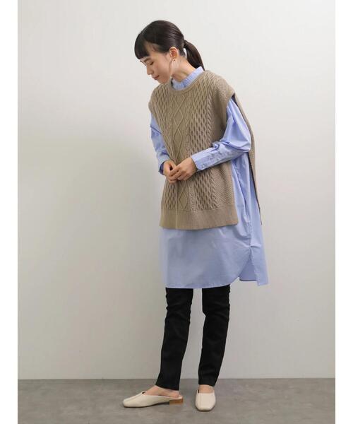 AMERICAN HOLIC（アメリカンホリック）の「ケーブルサイドスリットニットベスト　＊（ベスト・レディース・オフホワイト/モカ・FREE）」の10枚目の写真