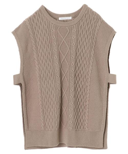 AMERICAN HOLIC（アメリカンホリック）の「ケーブルサイドスリットニットベスト　＊（ベスト・レディース・オフホワイト/モカ・FREE）」の3枚目の写真