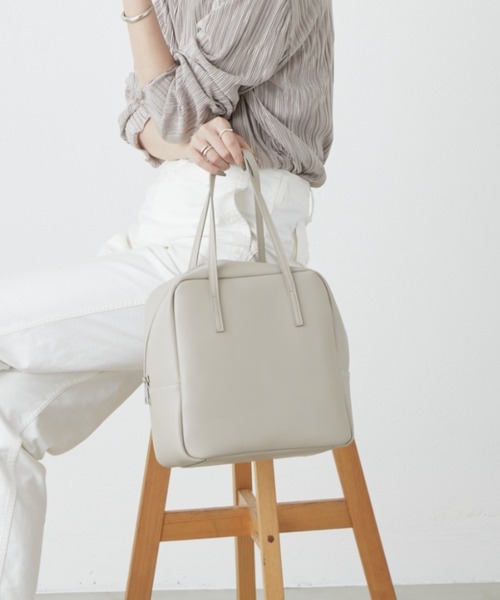 Aunt Marie's（アントマリーズ）の「レザースクエアボストン/AUNT MARIE'S（ボストンバッグ・レディース・ブラック/ベージュ・FREE）」の18枚目の写真