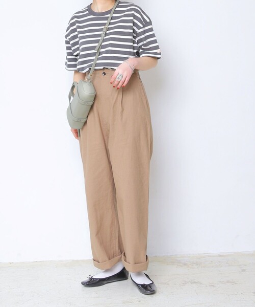 FREAK'S STORE（フリークスストア）の「【WEB限定】MACOBER/マコバー　別注コットンリネンフレンチワークパンツ（スラックス・レディース・ブラック/ベージュ/ナチュラル/サックスブルー・38/36）」の20枚目の写真