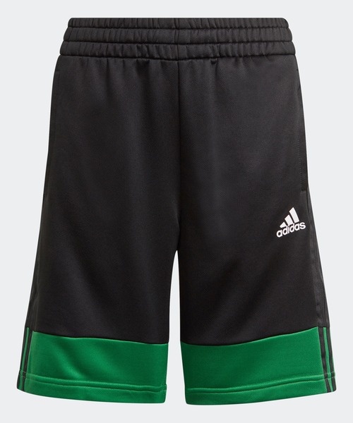adidas（アディダス）の「3ストライプス AEROREADY PRIMEBLUE ショーツ [3-Stripes AEROREADY Primeblue Shorts] アディダス（その他パンツ・キッズ・ダークネイビー/ブラック×グリーン・130/140/150/160/110/120）」の2枚目の写真