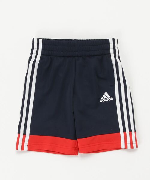 adidas（アディダス）の「3ストライプス AEROREADY PRIMEBLUE ショーツ [3-Stripes AEROREADY Primeblue Shorts] アディダス（その他パンツ・キッズ・ダークネイビー/ブラック×グリーン・130/140/150/160/110/120）」の4枚目の写真
