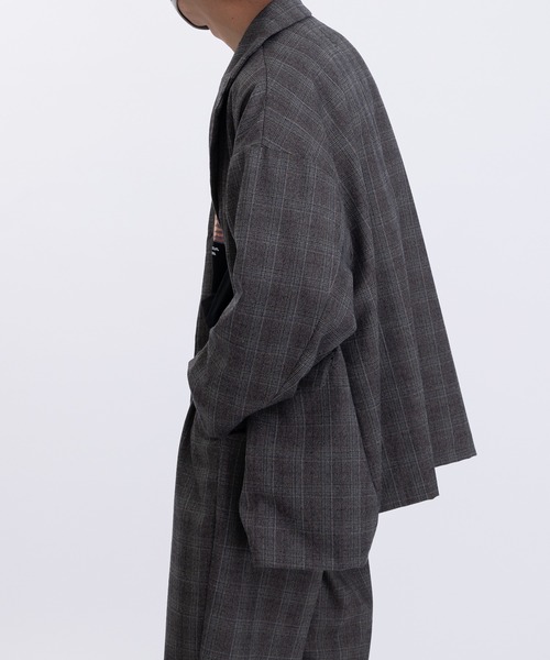 Perushu（ペルーシュ）の「ギザステッチチェックジャケット(セットアップ着用可)（テーラードジャケット・メンズ・チャコールグレー/オレンジ/ベージュ・MEDIUM/LARGE）」の22枚目の写真