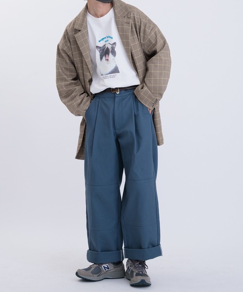 Perushu（ペルーシュ）の「ギザステッチチェックジャケット(セットアップ着用可)（テーラードジャケット・メンズ・チャコールグレー/オレンジ/ベージュ・MEDIUM/LARGE）」の11枚目の写真