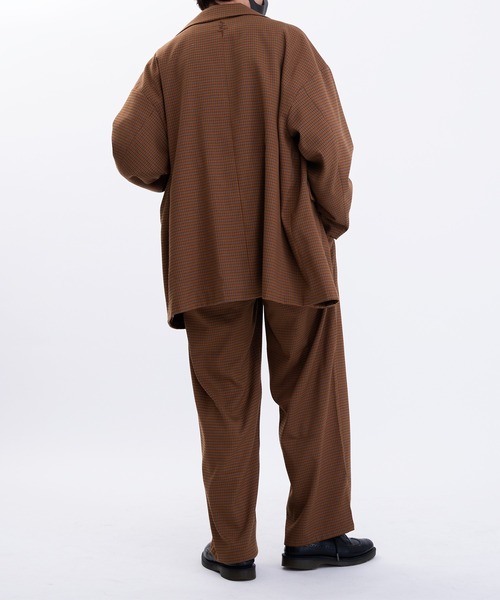 Perushu（ペルーシュ）の「ギザステッチチェックジャケット(セットアップ着用可)（テーラードジャケット・メンズ・チャコールグレー/オレンジ/ベージュ・MEDIUM/LARGE）」の19枚目の写真