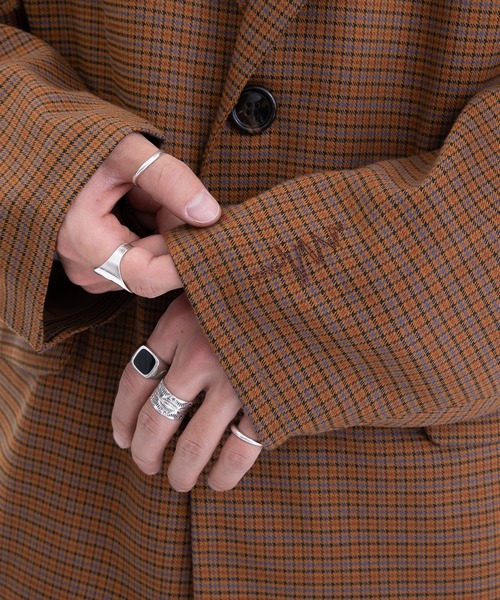 Perushu（ペルーシュ）の「ギザステッチチェックジャケット(セットアップ着用可)（テーラードジャケット・メンズ・チャコールグレー/オレンジ/ベージュ・MEDIUM/LARGE）」の9枚目の写真