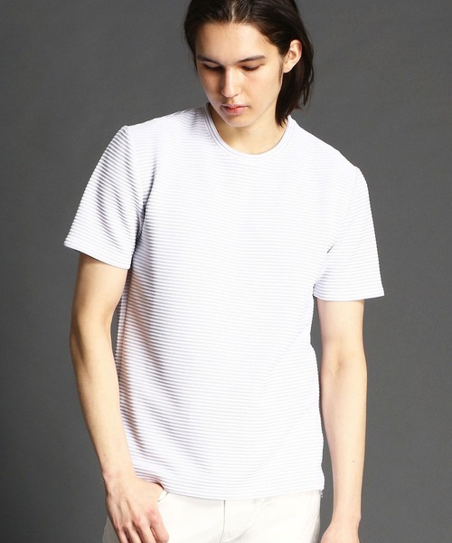 MONSIEUR NICOLE（ムッシュニコル）の「タックボーダーＴシャツ（Tシャツ/カットソー・メンズ・ブルー/ライトグレー/グレー/ホワイト/モカ・MEDIUM/LARGE/X-LARGE）」の2枚目の写真