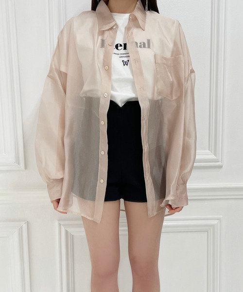 ANDGEEBEE(アンジービー)の「シアーシャツ(シャツ/ブラウス・レディース・ブラック/ベージュ・MEDIUM)」の17枚目の写真