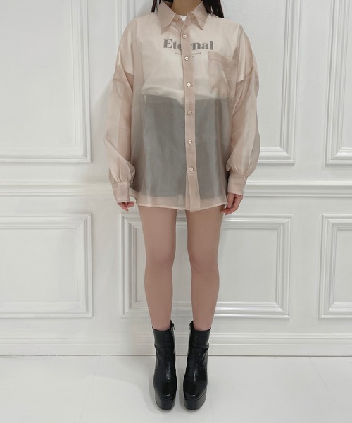 ANDGEEBEE(アンジービー)の「シアーシャツ(シャツ/ブラウス・レディース・ブラック/ベージュ・MEDIUM)」の16枚目の写真