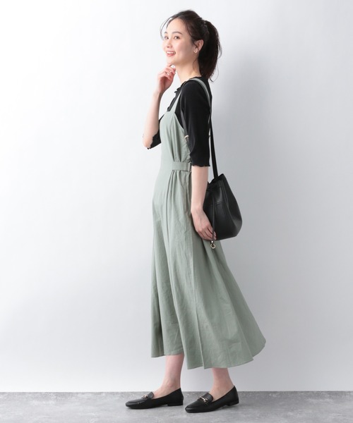 GLOBAL WORK（グローバルワーク）の「リネンコンSETUPワンピース【MATINEE LINE】/940059（ワンピース・レディース・グリーン系その他6/ダークブラウン/グレイッシュベージュ・FREE）」の17枚目の写真