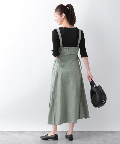 GLOBAL WORK（グローバルワーク）の「リネンコンSETUPワンピース【MATINEE LINE】/940059（ワンピース・レディース・グリーン系その他6/ダークブラウン/グレイッシュベージュ・FREE）」の15枚目の写真