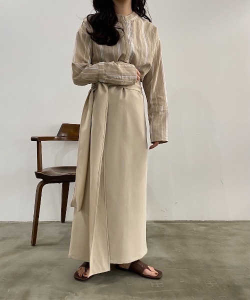 lawgy（ラウジー）の「original wrap skirt（スカート・レディース・ベージュ/ブラウン/アイボリー・FREE）」の13枚目の写真