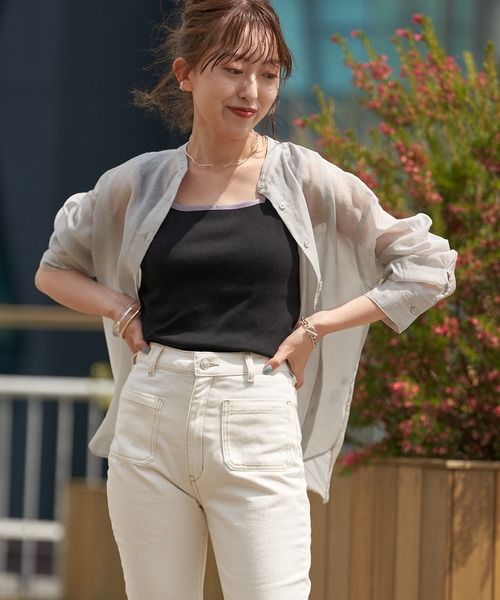 DISCOAT（ディスコート）の「【ZOZO限定】パイピングスクエアタンクトップ（タンクトップ・レディース・アイボリー/ブラック/グレイッシュベージュ・FREE）」の18枚目の写真