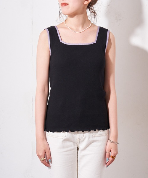 DISCOAT（ディスコート）の「【ZOZO限定】パイピングスクエアタンクトップ（タンクトップ・レディース・アイボリー/ブラック/グレイッシュベージュ・FREE）」の21枚目の写真