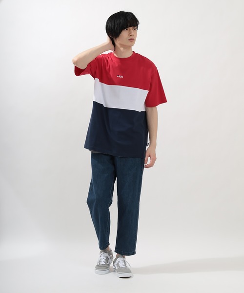 FILA（フィラ）の「【FILA/フィラ】オーバーサイズ ブランド ブロックロゴ刺繍 Tシャツ（Tシャツ/カットソー・メンズ・ブラック/レッド/グリーン/ブラック系その他/ホワイト・M/L/XL）」の10枚目の写真