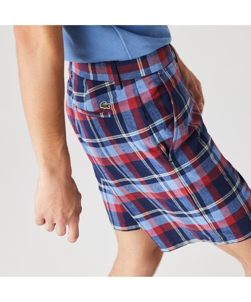 LACOSTE(ラコステ)の「コットン×リネンブレンドチェックショーツ(その他パンツ・メンズ・ネイビー・40/44/42/38)」の4枚目の写真