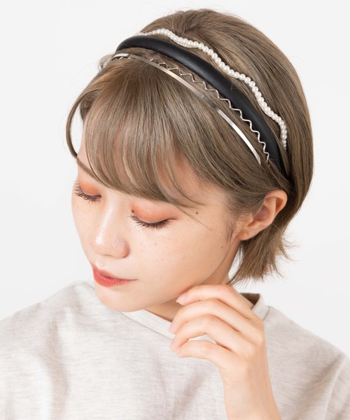 WEGO（ウィゴー）の「WEGO/【4点セット】マルチPUカチューシャ（カチューシャ・レディース・ベージュ/オフホワイト/パープル/ブラック/その他1・FREE）」の5枚目の写真