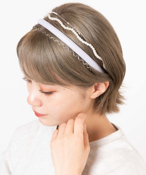 WEGO（ウィゴー）の「WEGO/【4点セット】マルチPUカチューシャ（カチューシャ・レディース・ベージュ/オフホワイト/パープル/ブラック/その他1・FREE）」の2枚目の写真