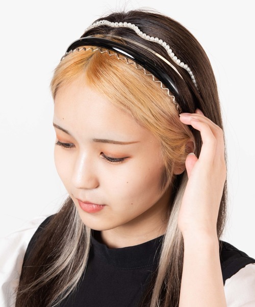 WEGO（ウィゴー）の「WEGO/【4点セット】マルチPUカチューシャ（カチューシャ・レディース・ベージュ/オフホワイト/パープル/ブラック/その他1・FREE）」の3枚目の写真