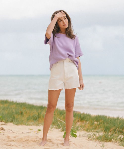 BAYFLOW(ベイフロー)の「MIEコラボ/ショートパンツ(デニムパンツ・レディース・ライトブルー/ホワイト・MEDIUM/SMALL)」の9枚目の写真