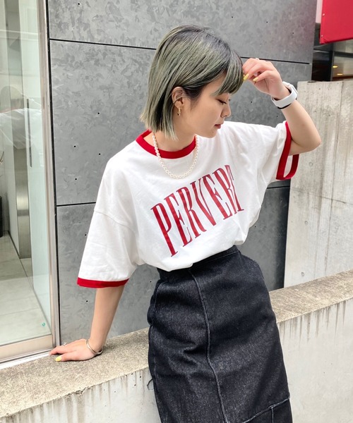 WHO'S WHO gallery（フーズフーギャラリー）の「リンガーBIG TEE（Tシャツ/カットソー・レディース・ホワイト/ブラック/グリーン/オートミール・FREE）」の2枚目の写真