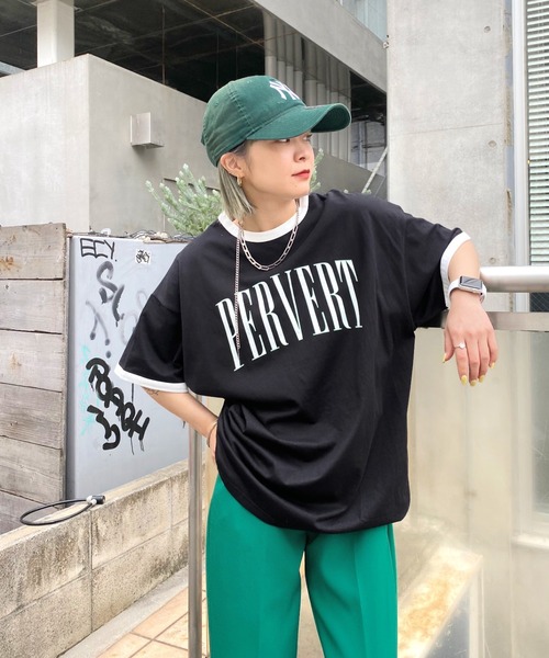 WHO'S WHO gallery（フーズフーギャラリー）の「リンガーBIG TEE（Tシャツ/カットソー・レディース・ホワイト/ブラック/グリーン/オートミール・FREE）」の3枚目の写真