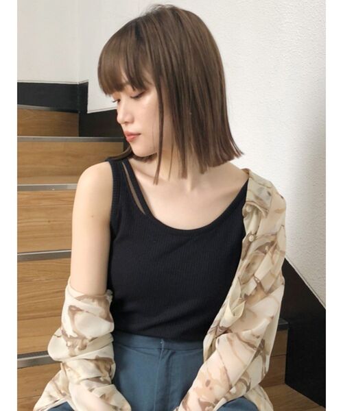 MURUA（ムルーア）の「ミリオンアイスパット入りスリットタンク（Tシャツ/カットソー・レディース・ホワイト/ブラック/カーキ・FREE）」の2枚目の写真