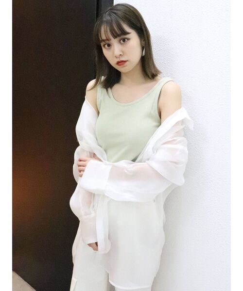 MURUA（ムルーア）の「ミリオンアイスパット入りスリットタンク（Tシャツ/カットソー・レディース・ホワイト/ブラック/カーキ・FREE）」の14枚目の写真