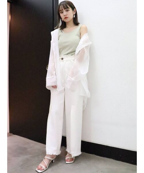 MURUA（ムルーア）の「ミリオンアイスパット入りスリットタンク（Tシャツ/カットソー・レディース・ホワイト/ブラック/カーキ・FREE）」の15枚目の写真