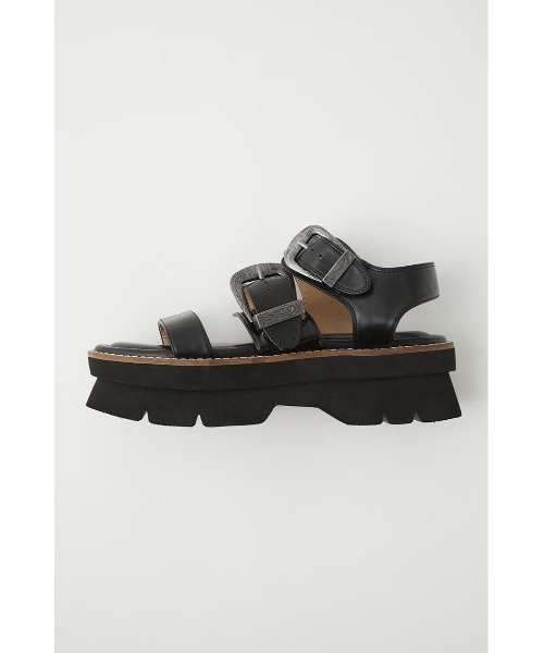 MOUSSY（マウジー）の「DOUBLE BUCKLE サンダル（サンダル・レディース・アイボリー/ブラック・MEDIUM/LARGE/SMALL）」の2枚目の写真