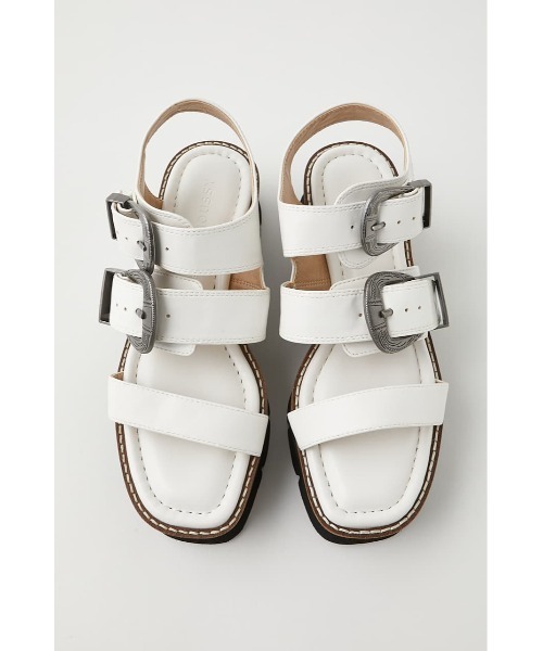 MOUSSY（マウジー）の「DOUBLE BUCKLE サンダル（サンダル・レディース・アイボリー/ブラック・MEDIUM/LARGE/SMALL）」の4枚目の写真