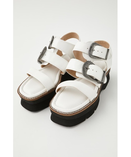 MOUSSY（マウジー）の「DOUBLE BUCKLE サンダル（サンダル・レディース・アイボリー/ブラック・MEDIUM/LARGE/SMALL）」の7枚目の写真