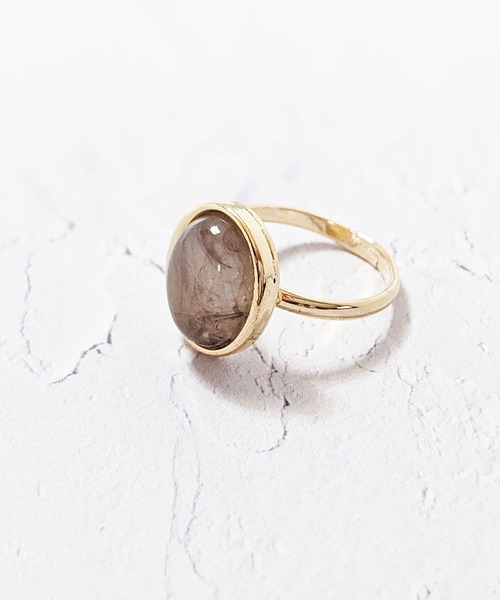 BROTHERHOOD（ブラザーフッド）の「【earyear】オーバルストーン リング ゴールド（リング・レディース・アイボリー/グリーン/グレー/クリア/ホワイト/ブルー/オレンジ/ピンク・FREE）」の3枚目の写真