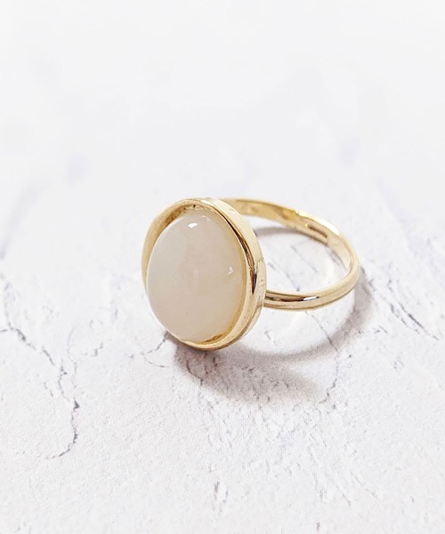 BROTHERHOOD（ブラザーフッド）の「【earyear】オーバルストーン リング ゴールド（リング・レディース・アイボリー/グリーン/グレー/クリア/ホワイト/ブルー/オレンジ/ピンク・FREE）」の8枚目の写真